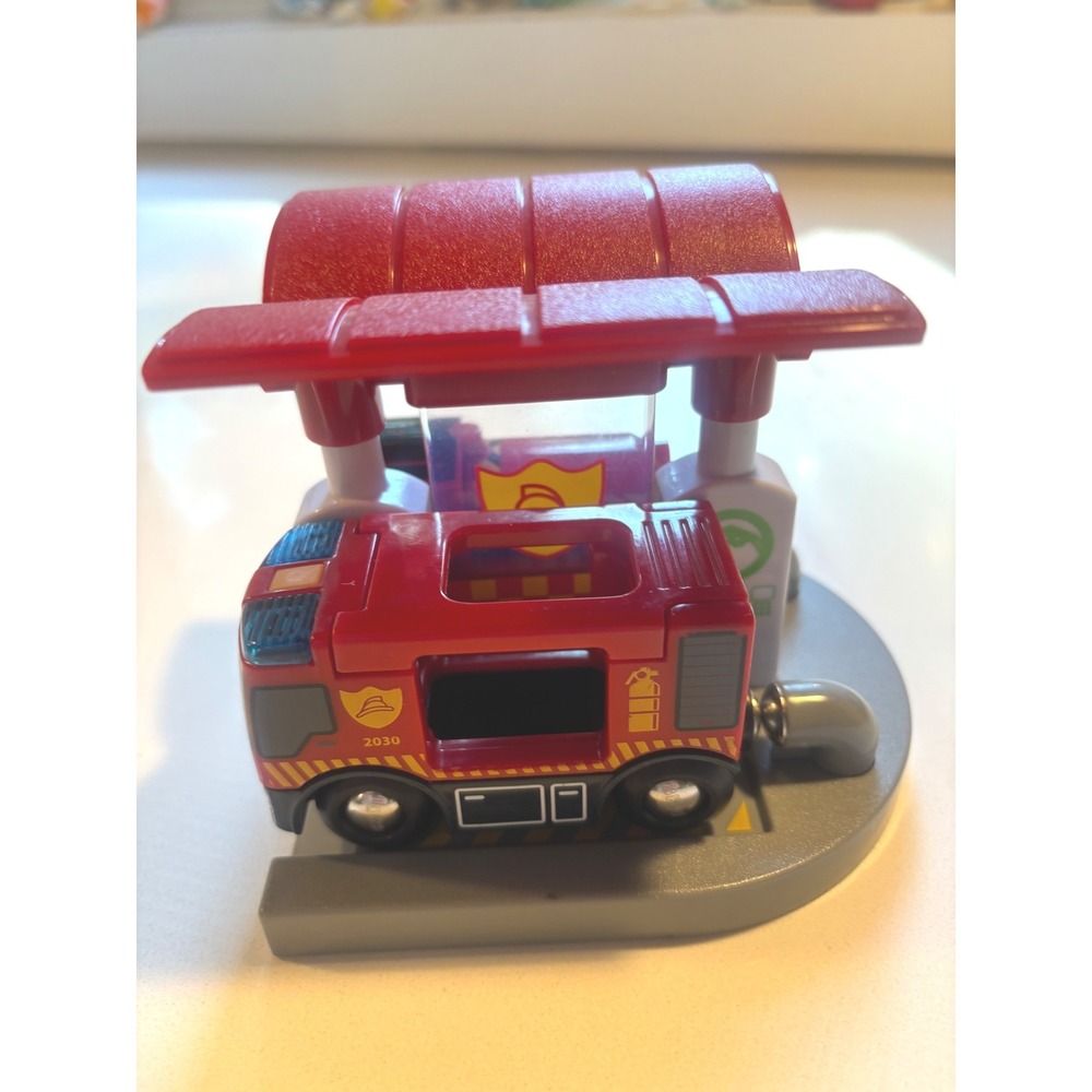 BRIO World Fire Rescue Gas Station Fire Engine Train Set 3010 2030 Wooden - Picture 3 of 8